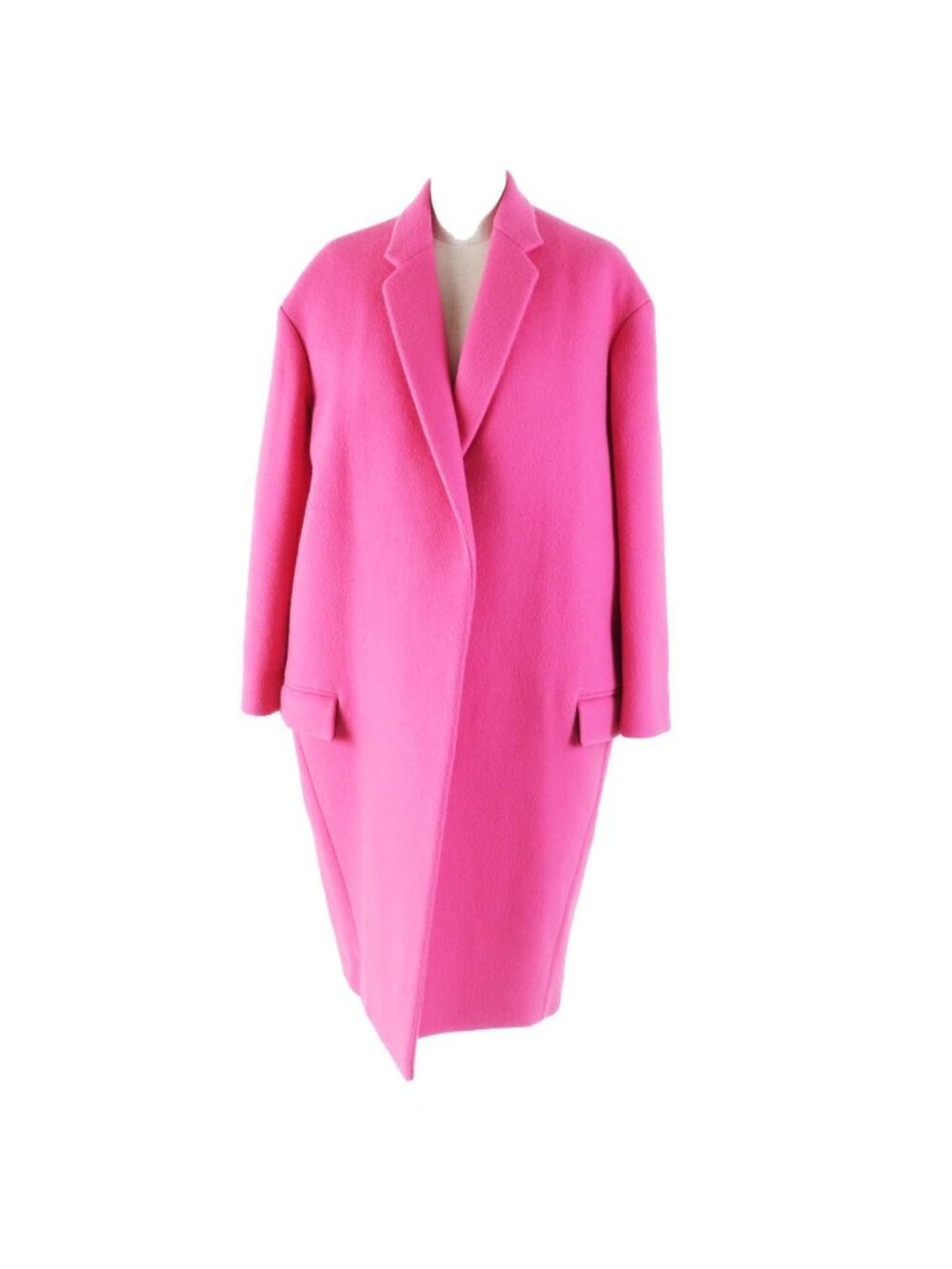 Celine 2 Egg Crombie Coat Cashmere 100% Back Silk Color Pink 34